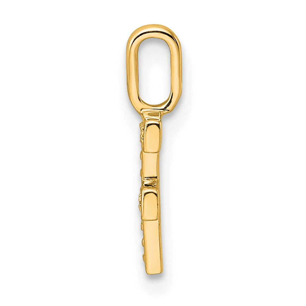 14K  Gold Diamond Letter F Initial Pendant