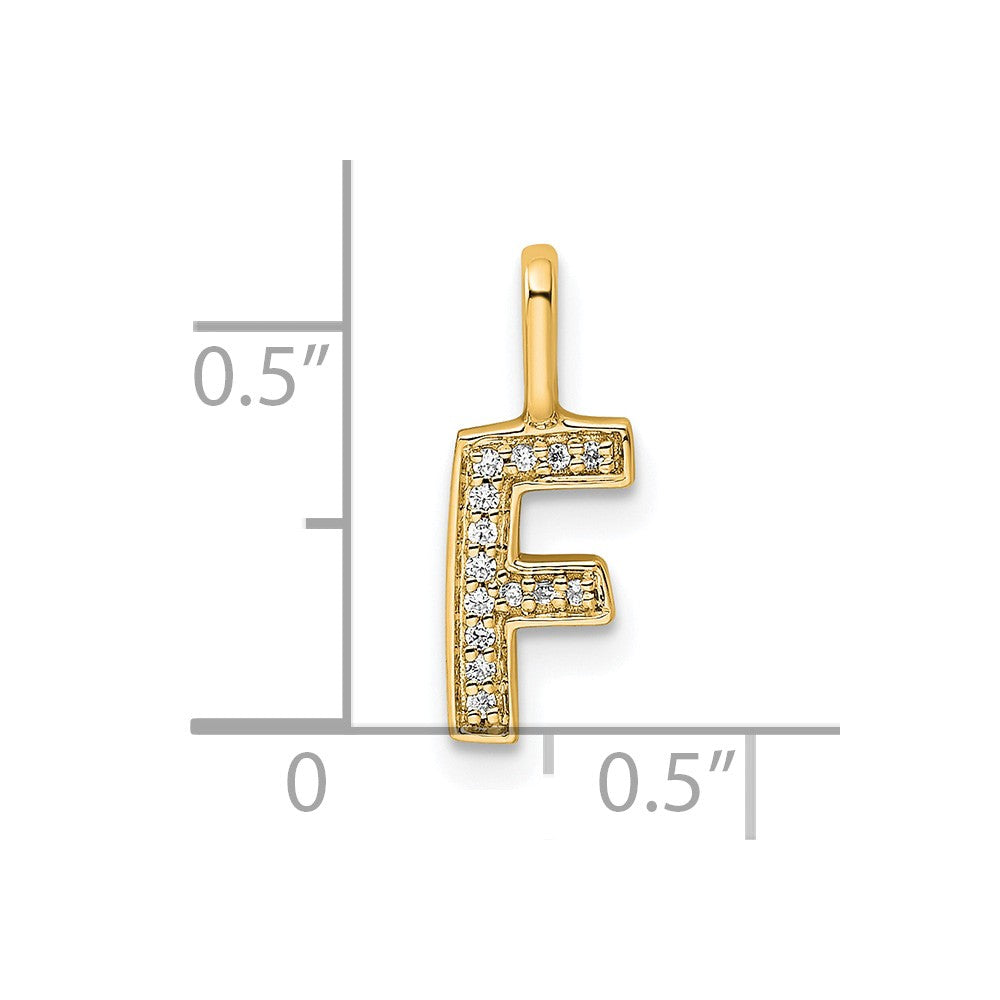 14K  Gold Diamond Letter F Initial Pendant