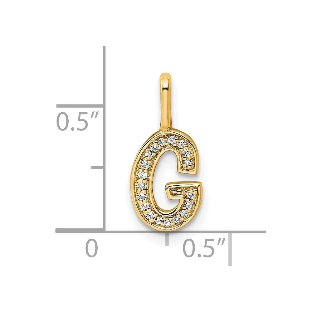 14K  Gold Diamond Letter G Initial Pendant