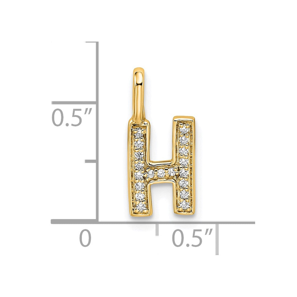 14K  Gold Diamond Letter H Initial Pendant