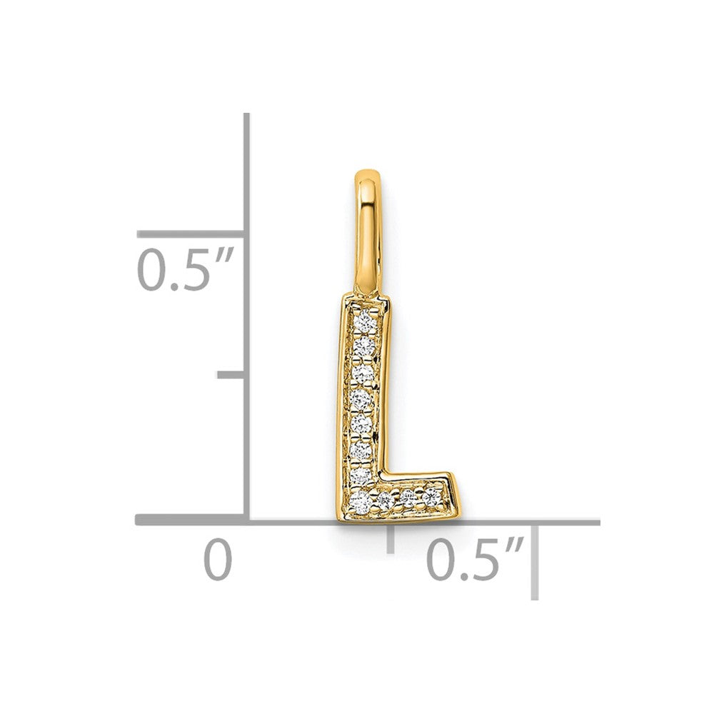 14K  Gold Diamond Letter L Initial Pendant