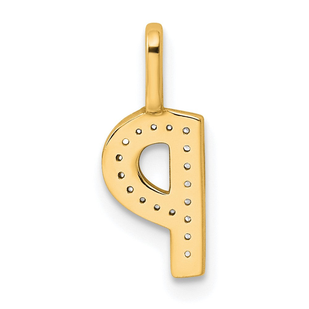 14K  Gold Diamond Letter P Initial Pendant