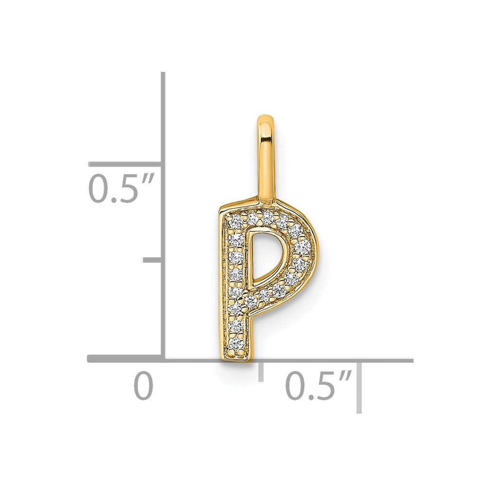 14K  Gold Diamond Letter P Initial Pendant
