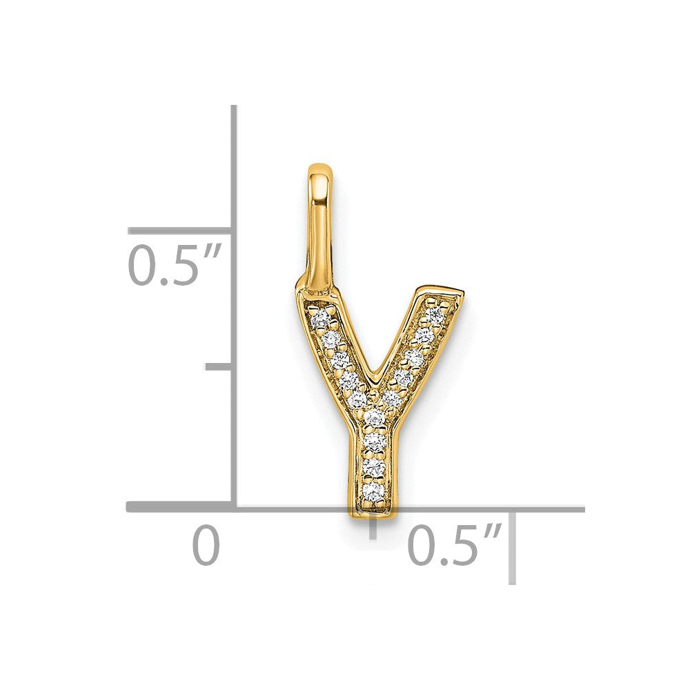 14K  Gold Diamond Letter Y Initial Pendant
