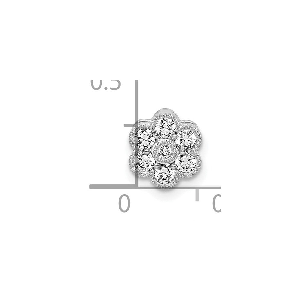 14k White Gold Floral 1/4 carat Diamond Chain Slide