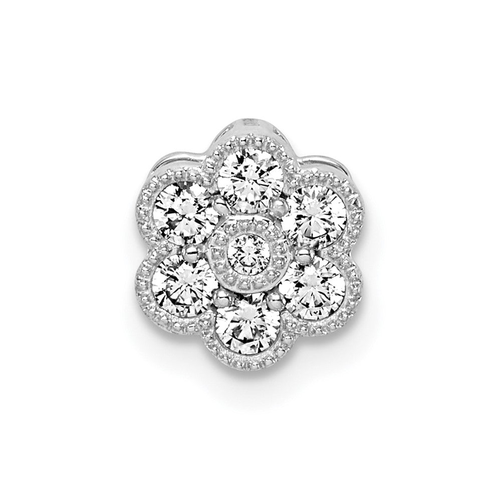14k White Gold Floral 1/4 carat Diamond Chain Slide