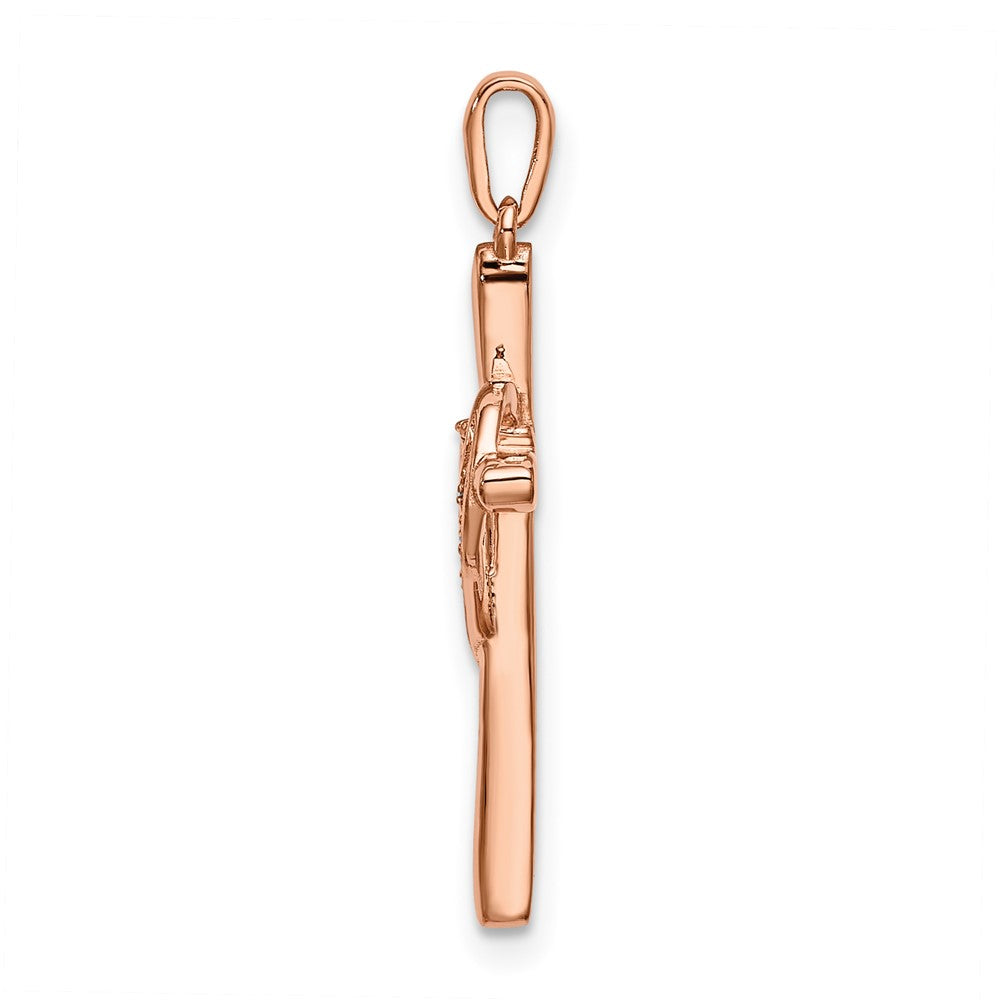 14k Rose Gold Diamond Cross with Heart Pendant
