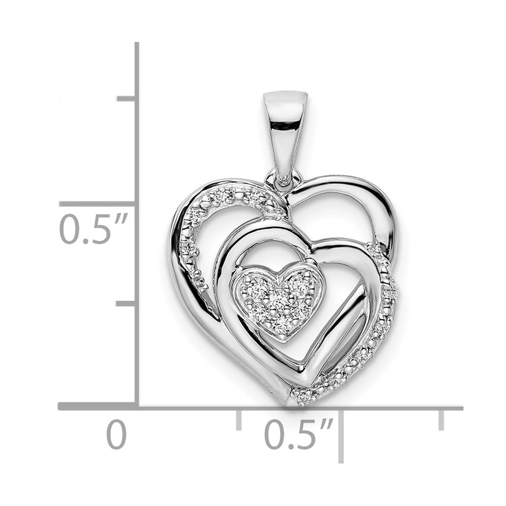 14k White Gold Polished Intertwined Hearts Diamond Pendant