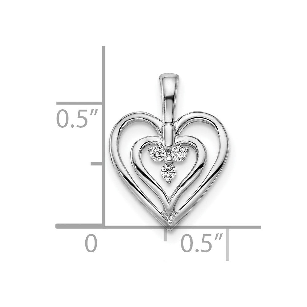 14k White Gold Polished Two Hearts Diamond Pendant