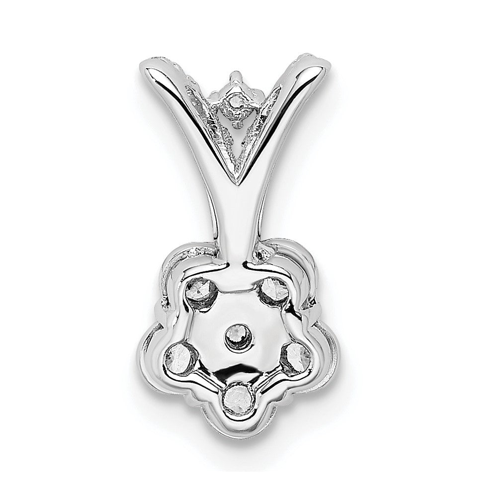 14k White Gold Polished 1/4 carat Diamond Flower Pendant