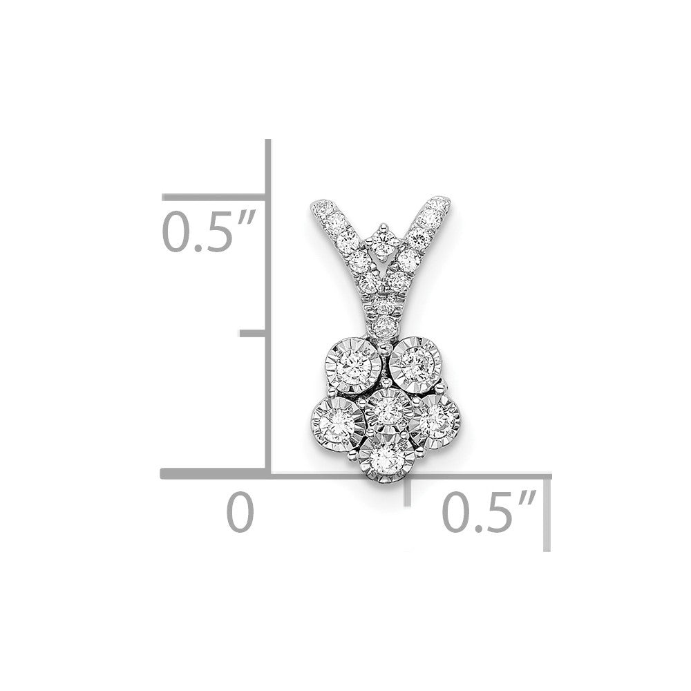14k White Gold Polished 1/4 carat Diamond Flower Pendant