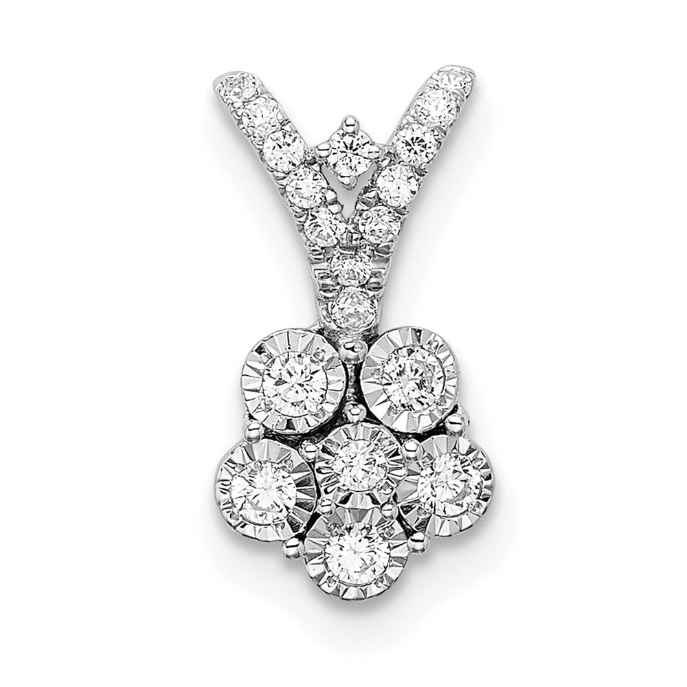 14k White Gold Polished 1/4 carat Diamond Flower Pendant