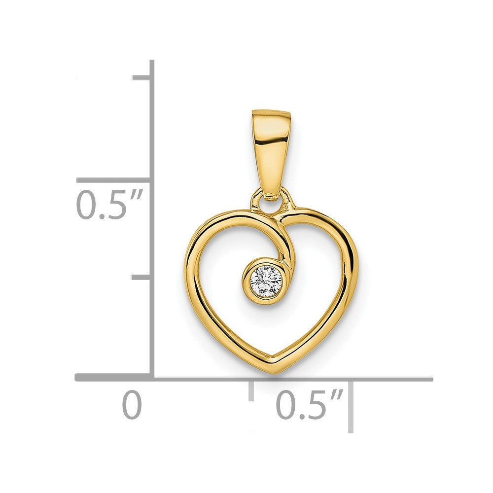 14k Polished .03 carat Diamond Heart Pendant