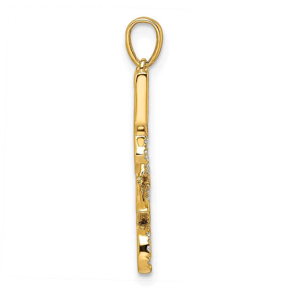 14k Polished LOVE Diamond Pendant