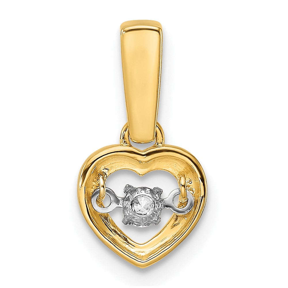 14k 1/10 carat Diamond Heart with Vibrant Moving Center Pendant