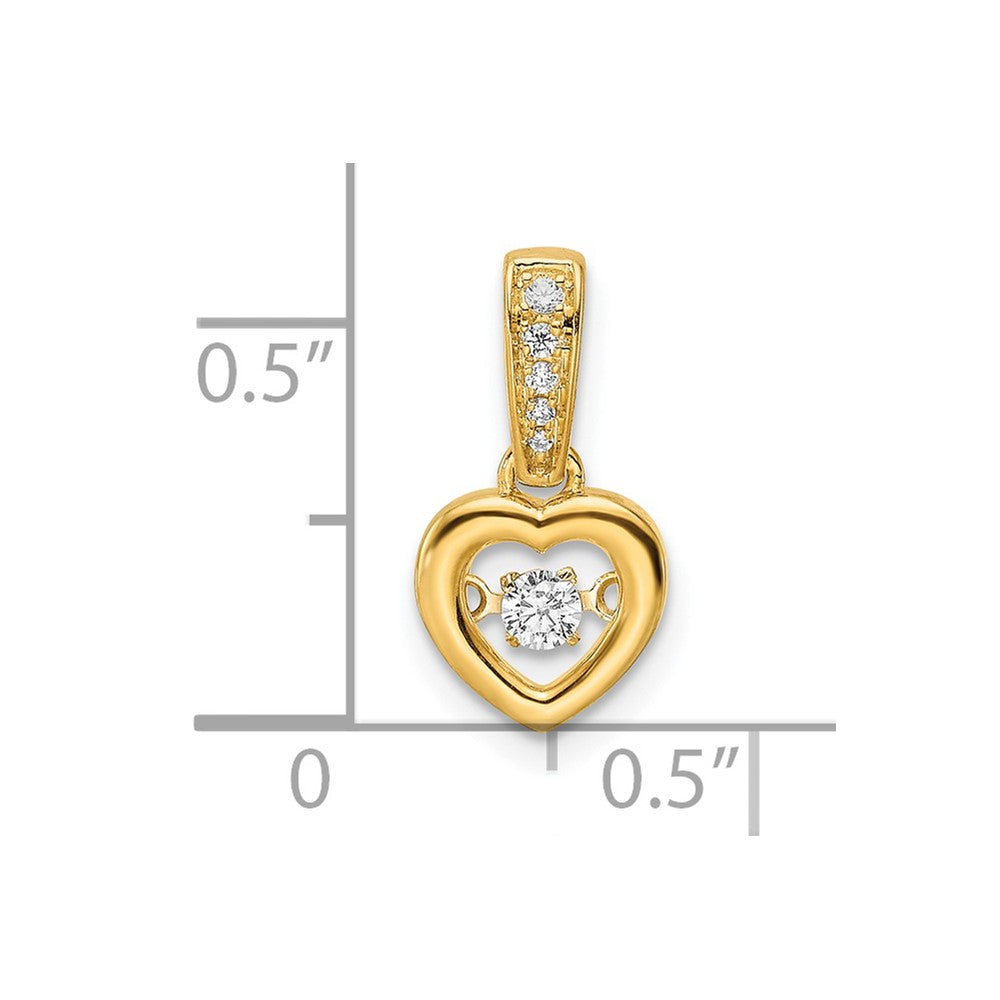 14k 1/10 carat Diamond Heart with Vibrant Moving Center Pendant