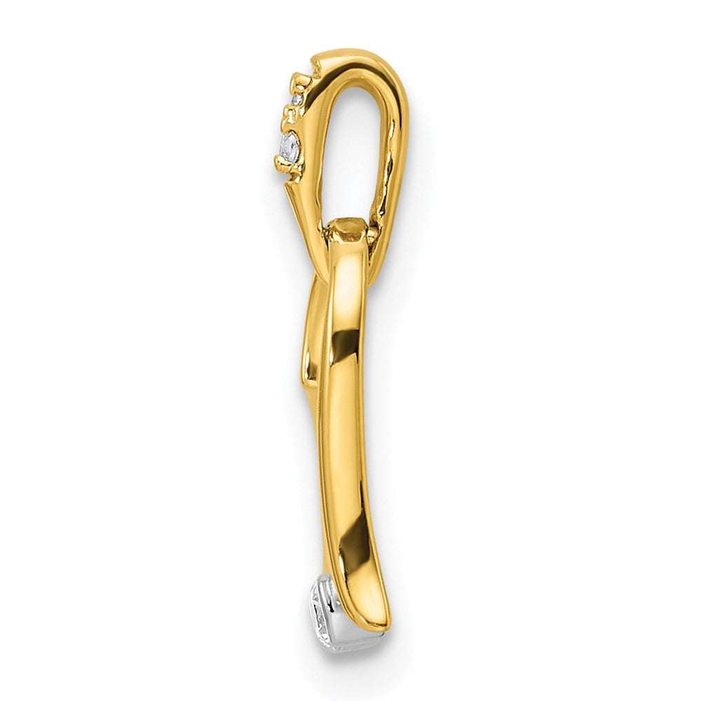 14k Two-tone Polished Diamond Heart Pendant