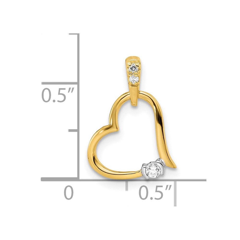 14k Two-tone Polished Diamond Heart Pendant