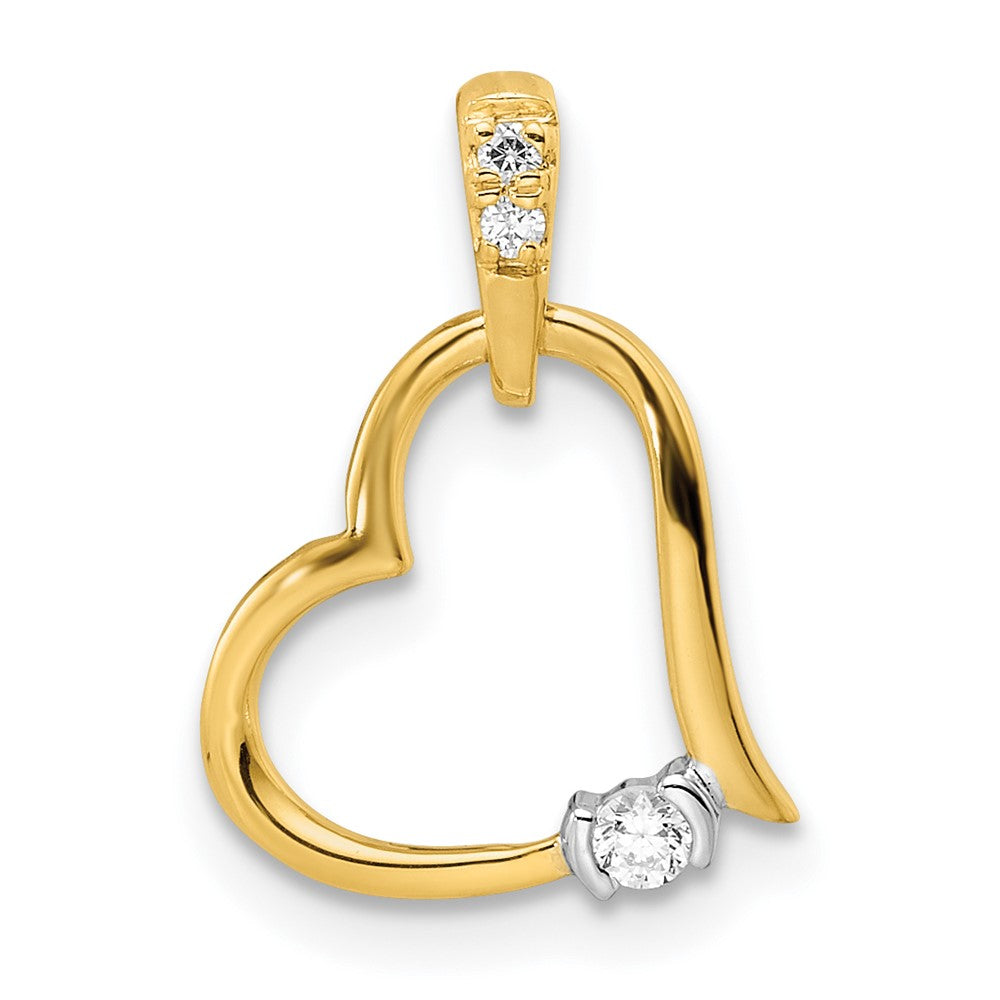 14k Two-tone Polished Diamond Heart Pendant