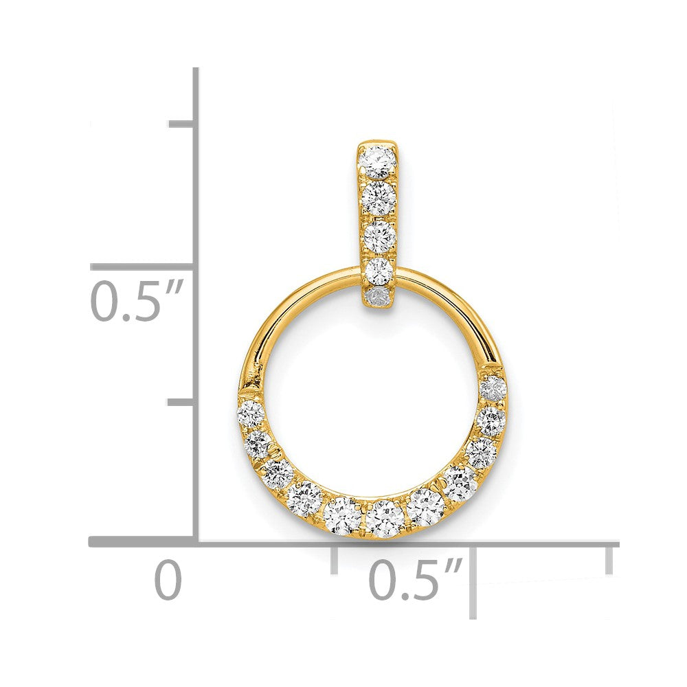 14k Polished 1/4 carat Diamond Circle Pendant