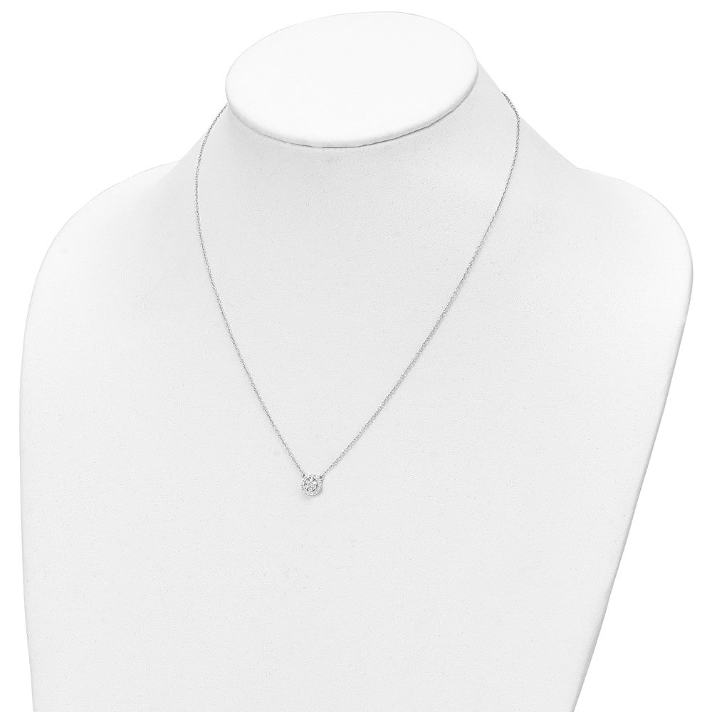 14k White Gold 1/5 carat Diamond Halo Cluster 18 inch Necklace