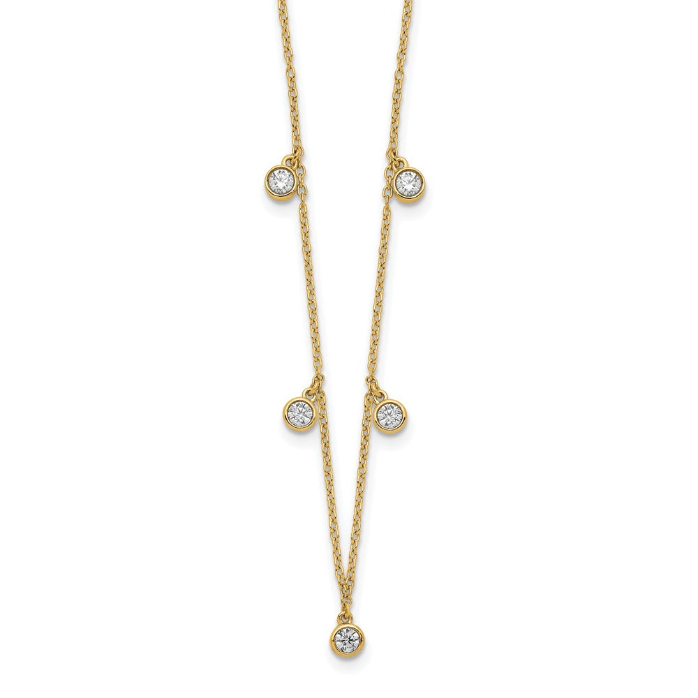 14k Polished 3/8 carat Diamond Bezel-set Dangles 5-station 18 inch Necklace