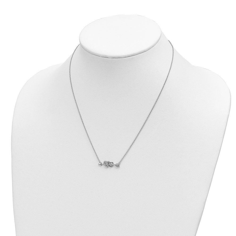 14k Two-tone 1/20 carat Diamond Hearts on Arrow 18 inch Necklace