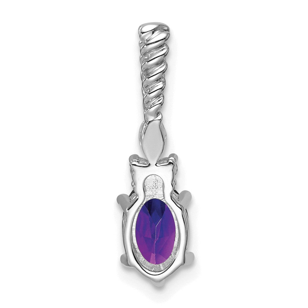 14K White Gold Diamond and 7x5 Oval February/Amethyst Twisted Chain Slide
