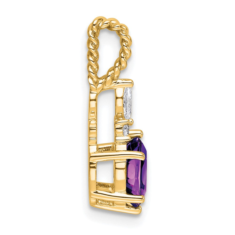 14K Diamond and 7x5 Oval February/Amethyst Twisted Chain Slide