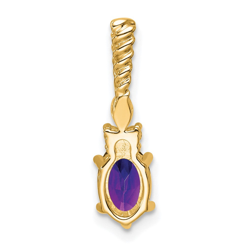 14K Diamond and 7x5 Oval February/Amethyst Twisted Chain Slide