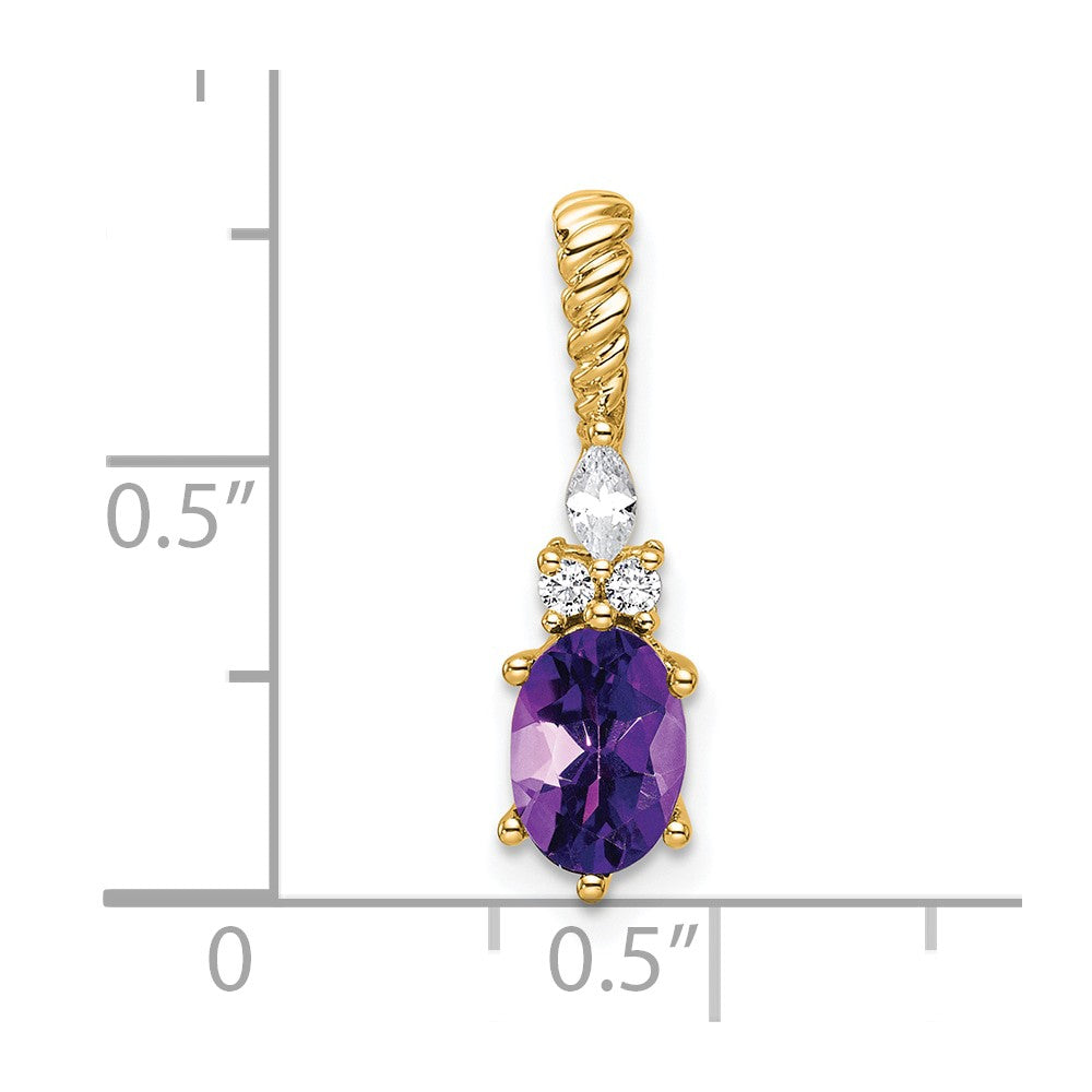 14K Diamond and 7x5 Oval February/Amethyst Twisted Chain Slide