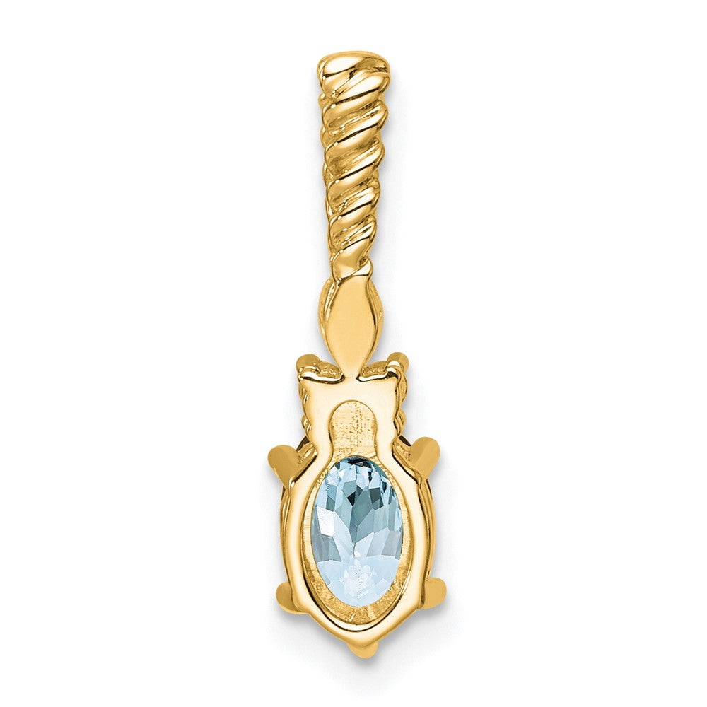 14K Diamond and 7x5 Oval March/Aquamarine Twisted Chain Slide