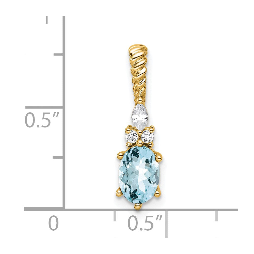 14K Diamond and 7x5 Oval March/Aquamarine Twisted Chain Slide