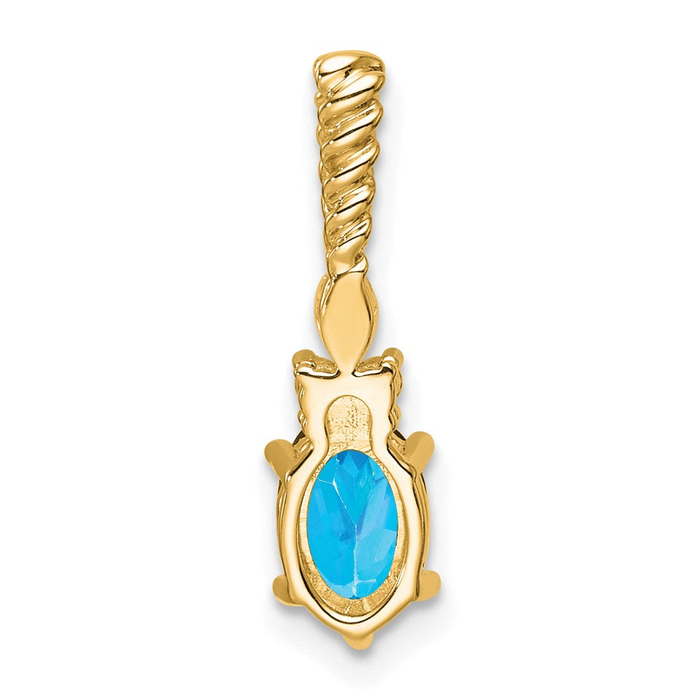 14K Diamond and 7x5 Oval December/Blue Topaz Twisted Chain Slide