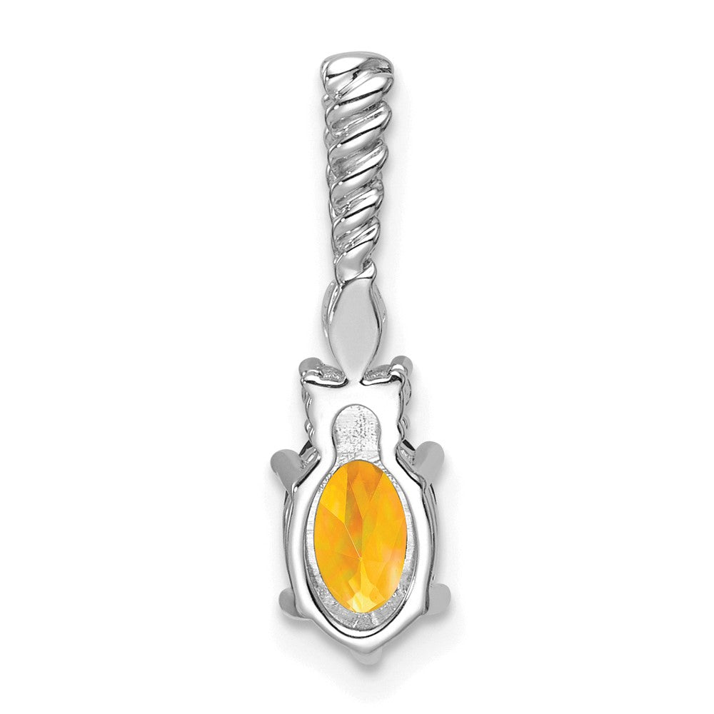 14K White Gold Diamond and 7x5 Oval November/Citrine Twisted Chain Slide