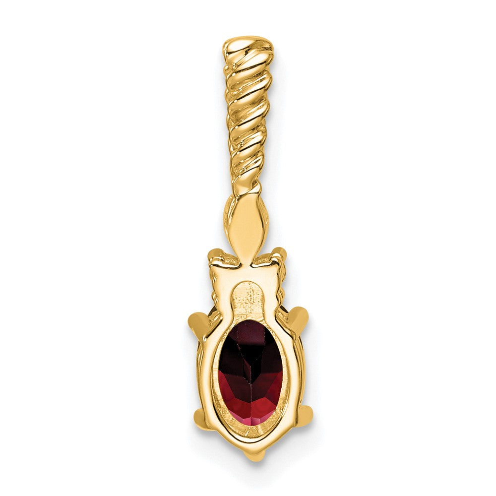 14K Diamond and 7x5 Oval January/Garnet Twisted Chain Slide