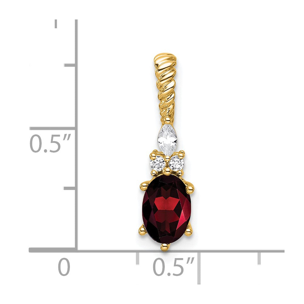 14K Diamond and 7x5 Oval January/Garnet Twisted Chain Slide