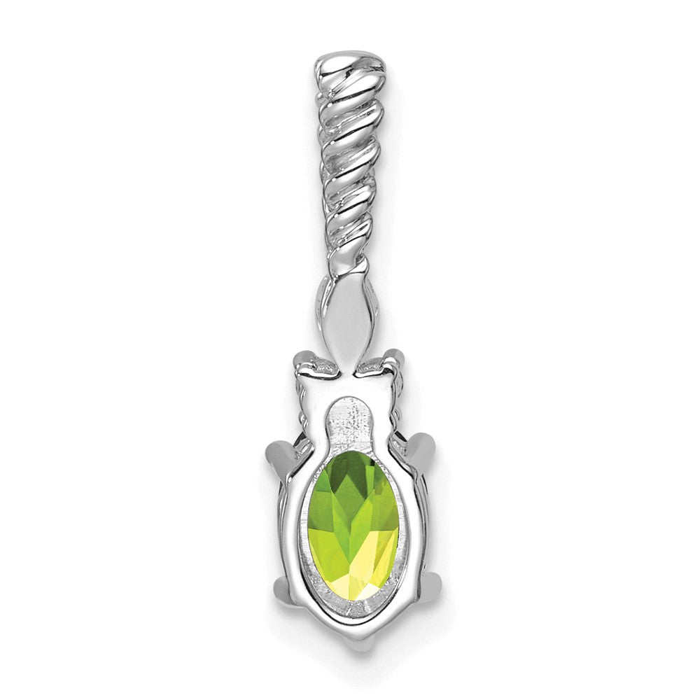 14K White Gold Diamond and 7x5 Oval August/Peridot Twisted Chain Slide