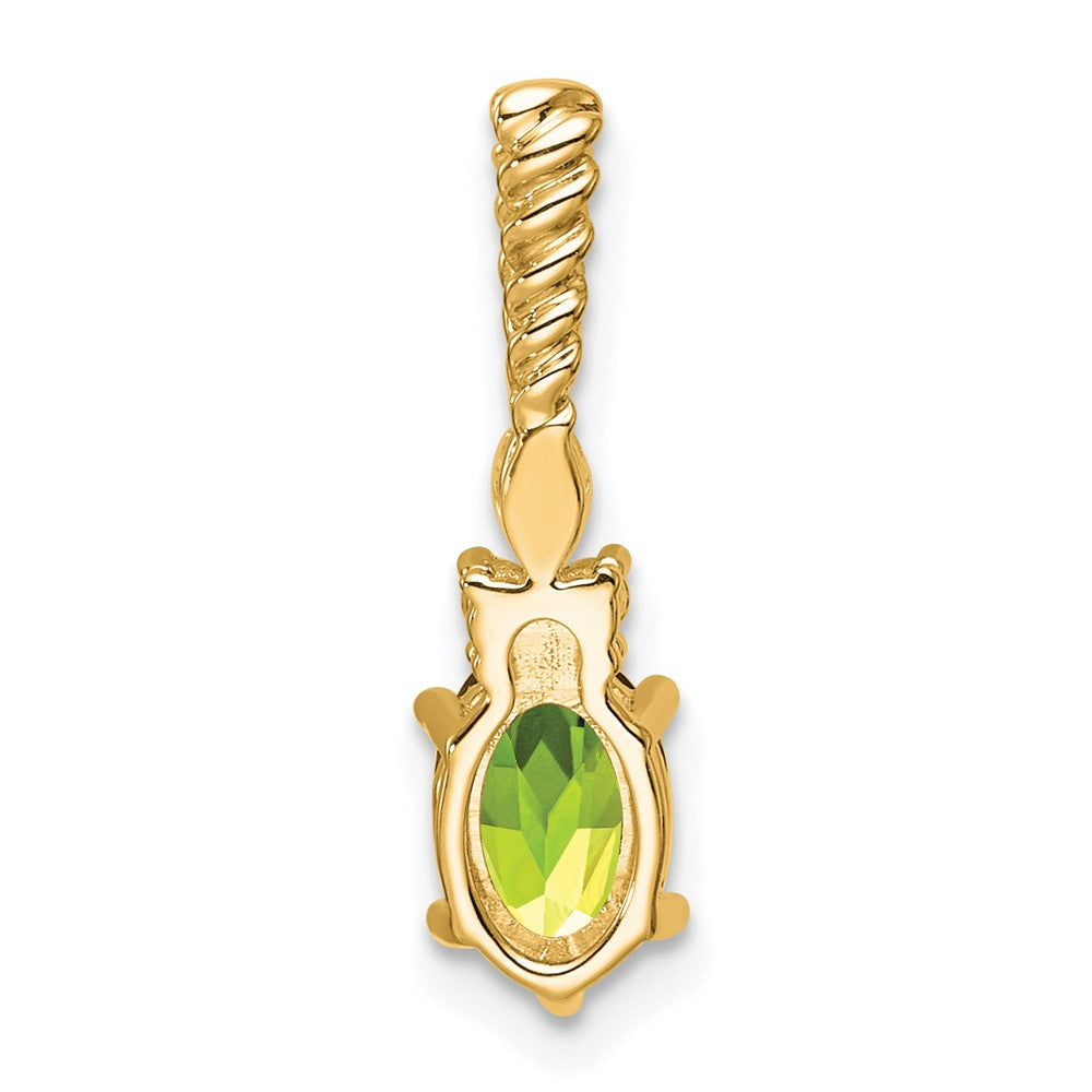 14K Diamond and 7x5 Oval August/Peridot Twisted Chain Slide