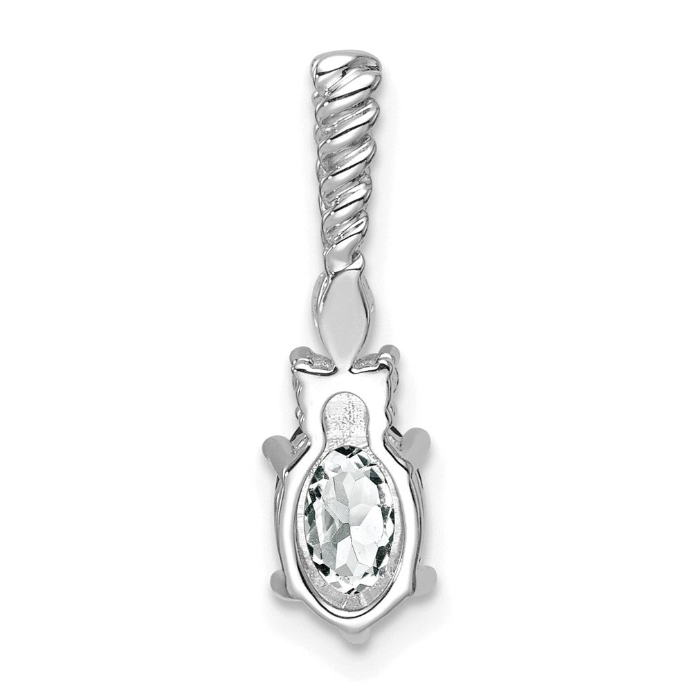 14K White Gold Diamond and 7x5 Oval April/White Topaz Twisted Chain Slide