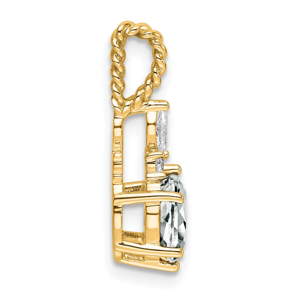 14K Diamond and 7x5 Oval April/White Topaz Twisted Chain Slide