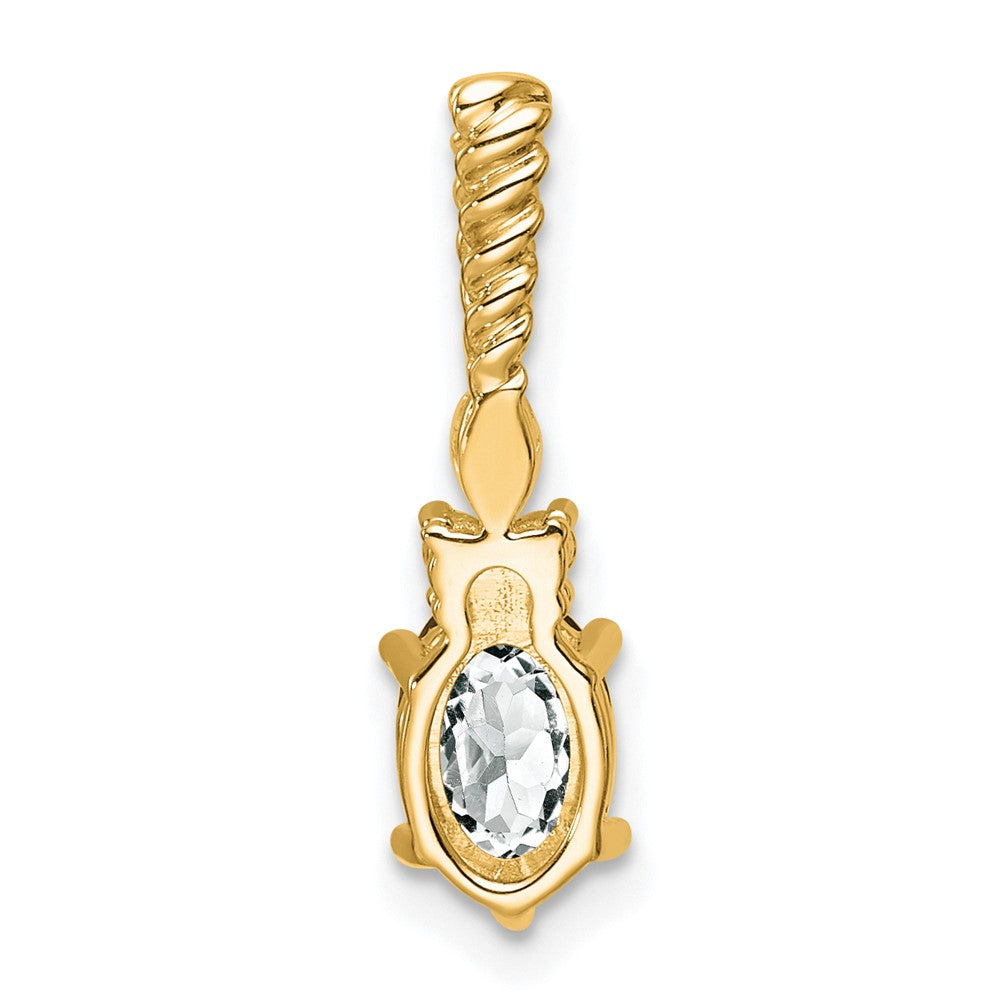 14K Diamond and 7x5 Oval April/White Topaz Twisted Chain Slide