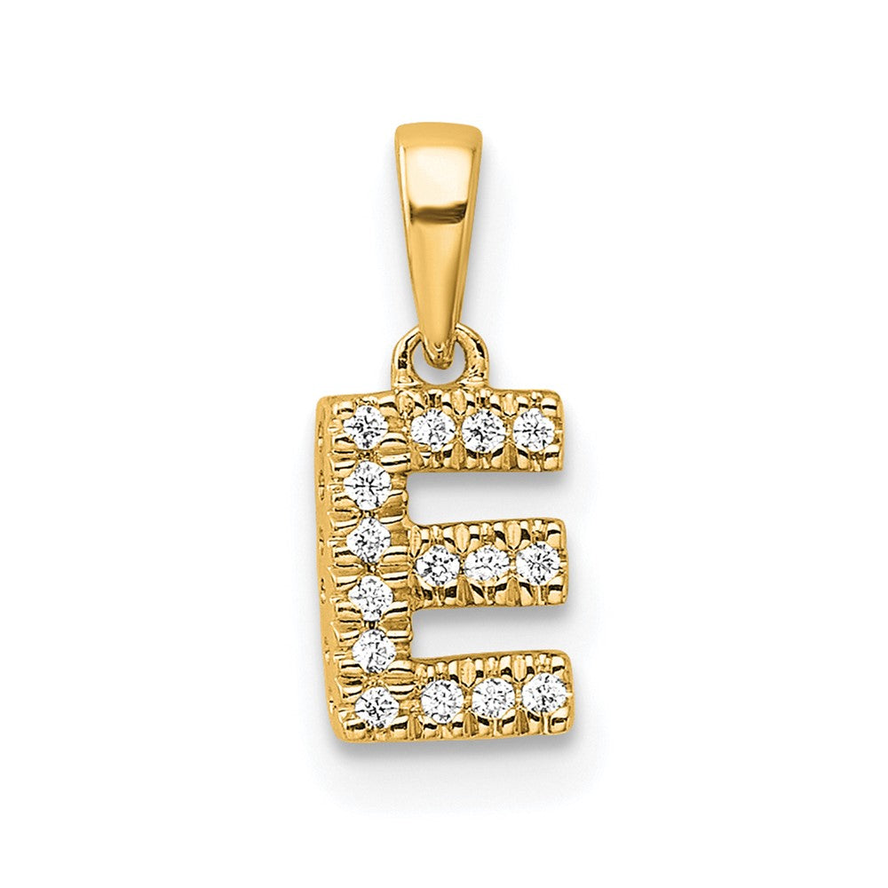 10K Diamond Letter E Initial with Bail Pendant