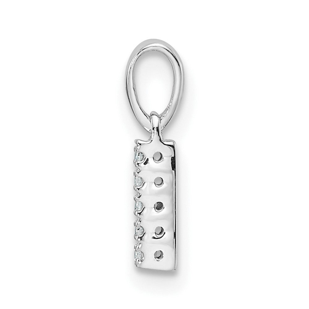 14K  White Gold Diamond Letter I Initial with Bail Pendant