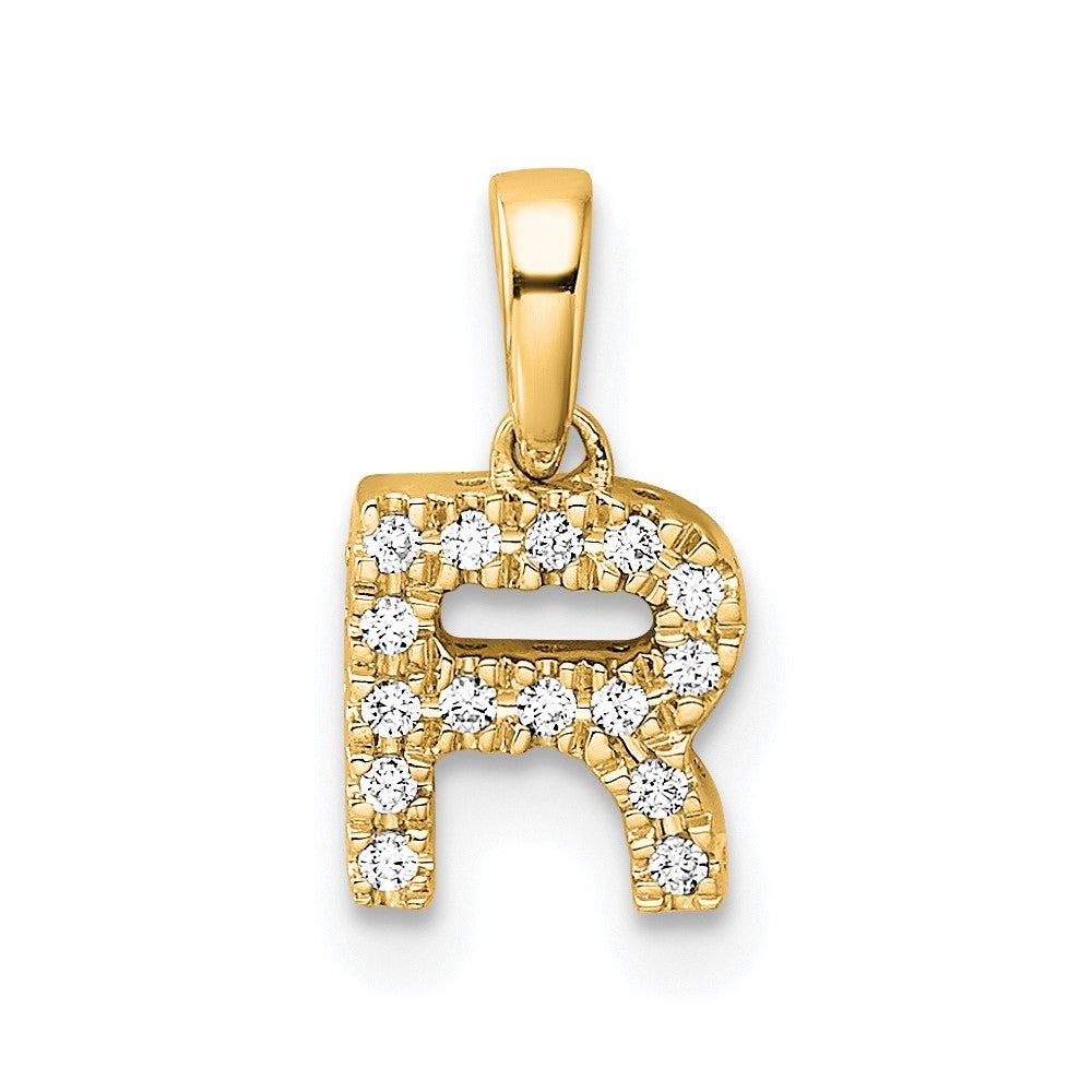 10K Diamond Letter R Initial with Bail Pendant