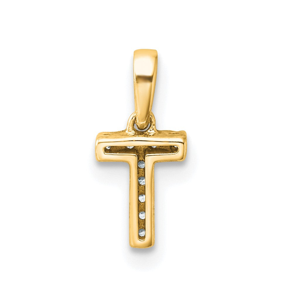 10K Diamond Letter T Initial with Bail Pendant