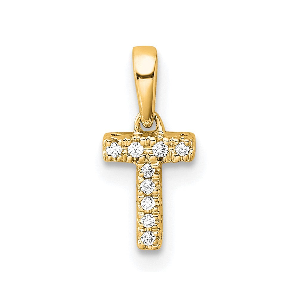 10K Diamond Letter T Initial with Bail Pendant