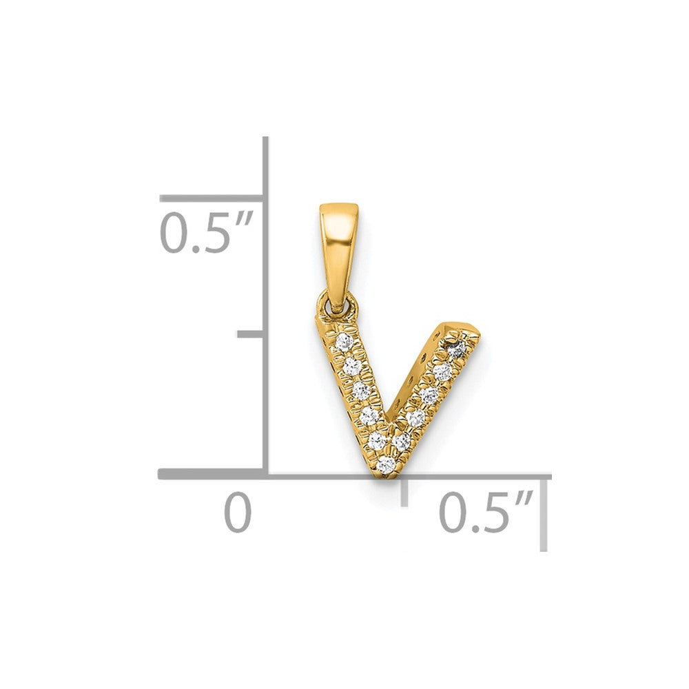 14K  Diamond Letter V Initial with Bail Pendant