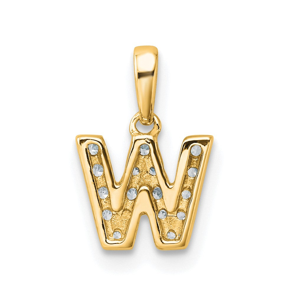 10K Diamond Letter W Initial with Bail Pendant