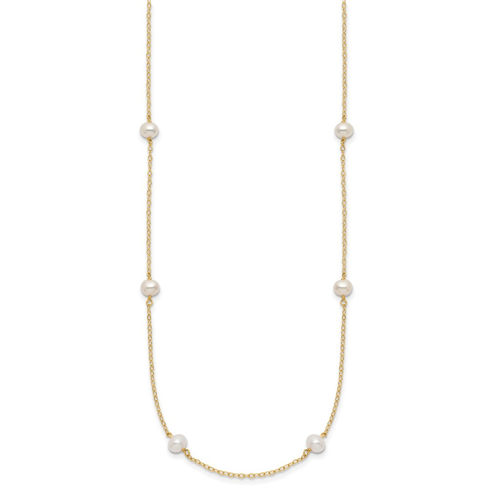 10k 4-5mm White Near Round Freshwater Cultured Pearl 8-station 18 inch Necklace